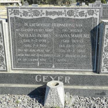 GEYER Nicolaas Jacobus 1899-1960 &amp; Susanna Maria Nel BUYS 1908-1986