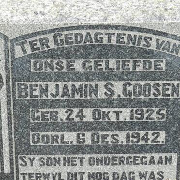GOOSEN Benjamin S. 1925-1942