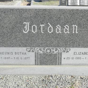JORDAAN Theunis Botha 1897-1977 &amp; Elizabeth 1900-1985