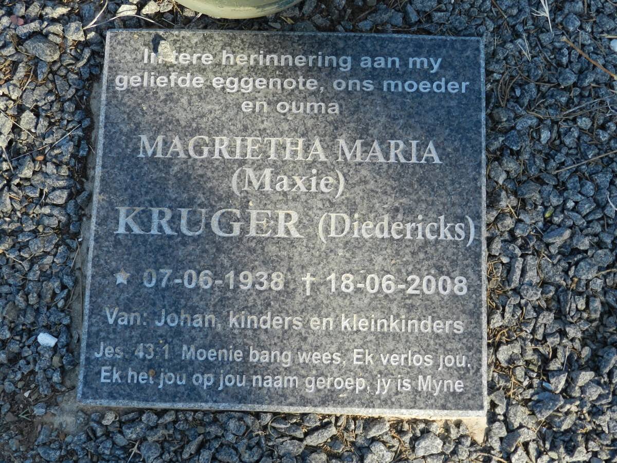 KRUGER Magrietha Maria nee DIEDERICKS 1938-2008