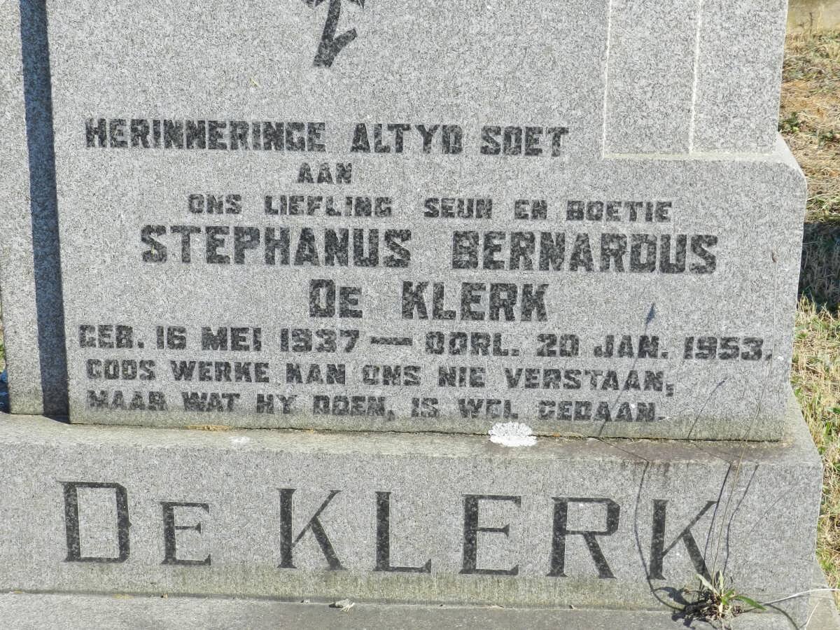 KLERK Stephanus Bernardus, de 1937-1953