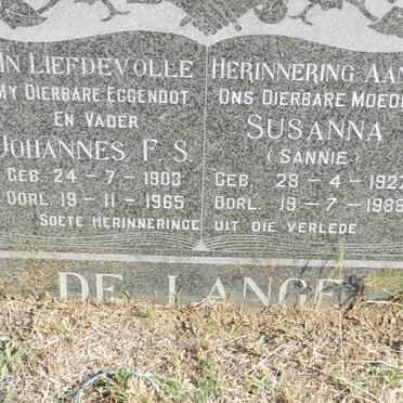 LANGE Johannes F.S., de 1903-1965 &amp; Susanna 1927-1989