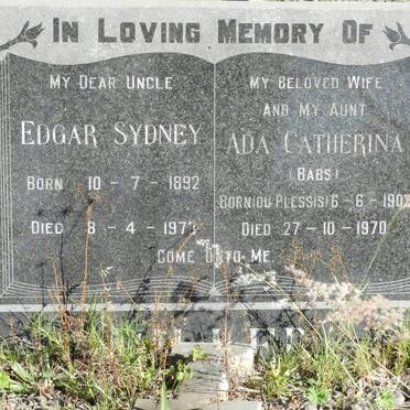 MILLER Edgar Sydney 1892-1973 &amp; Ada Catharina DU PLESSIS 1902-1970