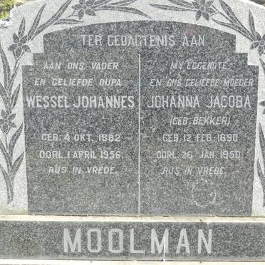 MOOLMAN Wessel Johannes 1882-1956 &amp; Johanna Jacoba BEKKER 1890-1950