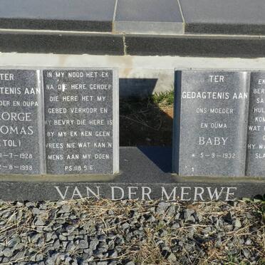 MERWE George Thomas, van der 1928-1998 &amp; Baby 1932-
