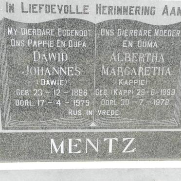 MENTZ Dawid Johannes 1896-1975 &amp; Albertha Margaretha KAPP 1899-1978