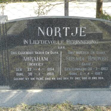 NORTJE Abraham 1894-1968 &amp; Susara Bouwer LOMBARD 1903-1987