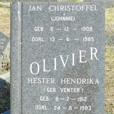 OLIVIER Jan Christoffel 1908-1985 &amp; Hester Hendrika VENTER 1912-1983