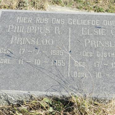 PRINSLOO Philippus R. 1885-1955 &amp; Elsie C.F. OOSTHUIZEN 1889-1955