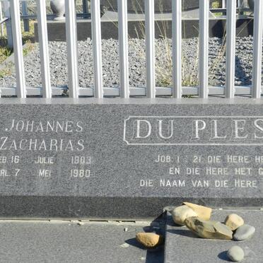 PLESSIS Johannes Zacharias, du 1903-1980