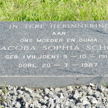 SCHÖN Jacoba Sophia nee VILJOEN 1915-1987