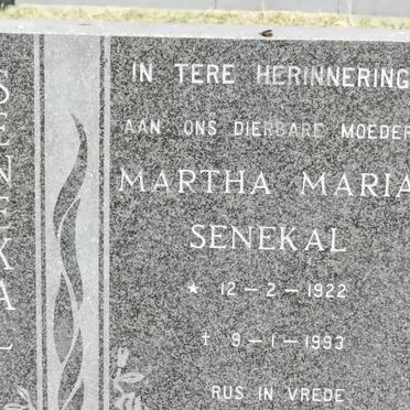 SENEKAL Martha Maria 1922-1993