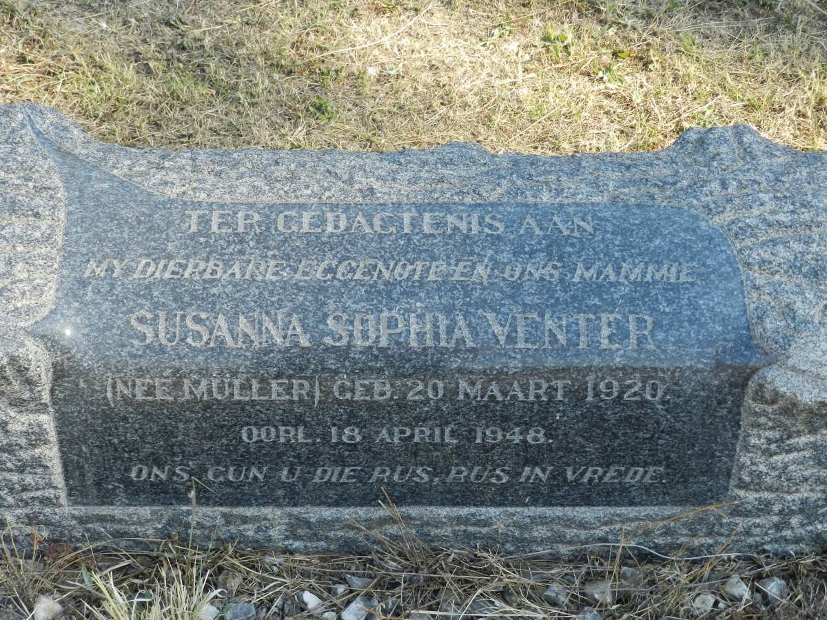 VENTER Susanna Sophia nee MÜLLER 1920-1948