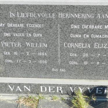 VYVER Pieter Willem, van der 1894-1980 &amp; Cornelia Elizabeth 1902-1995
