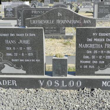 VOSLOO Hans Jurie 1913-1971 &amp; Margretha Francina 1924-2007