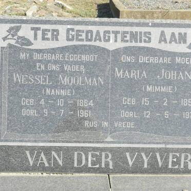 VYVER Wessel Moolman, van der 1884-1961 &amp; Maria Johanna 1898-1977