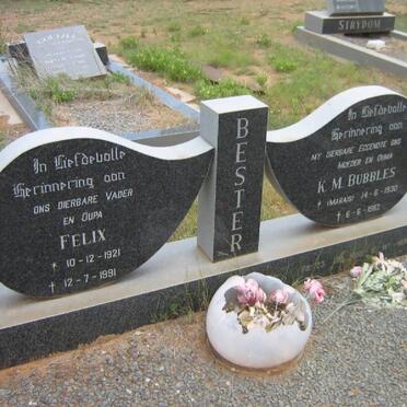 BESTER Felix 1921-1991 &amp; K.M. MARAIS 1930-1982