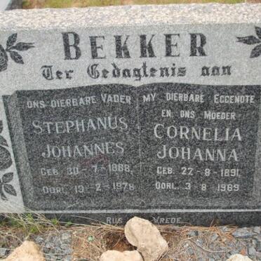 BEKKER Stephanus Johannes 1888-1978 &amp; Cornelia Johanna 1891-1969