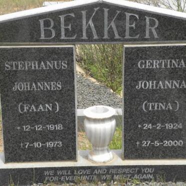 BEKKER Stephanus Johannes 1918-1973 &amp; Gertina Johanna 1924-2000