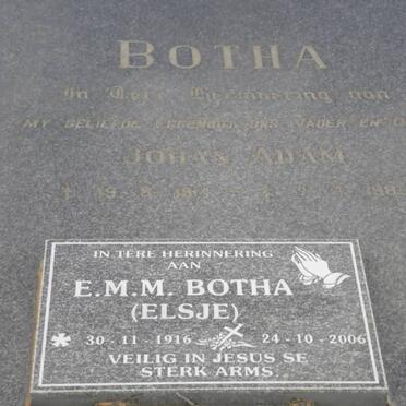 BOTHA Johan Adam 1911-1986 &amp; E.M.M. 1916-2006