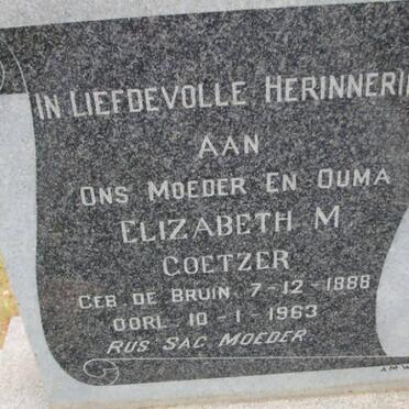 COETZER Elizabeth M. nee DE BRUIN 1888-1963