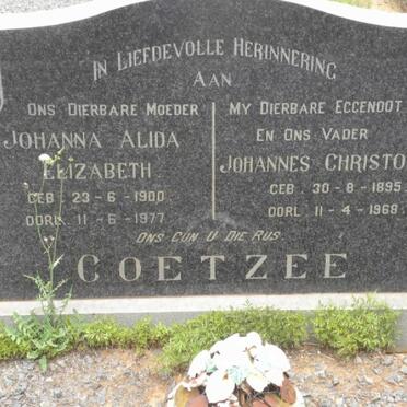 COETZEE Johannes Christoffel 1895-1968 &amp; Johanna Alida Elizabeth 1900-1977