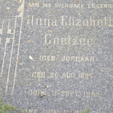 COETZEE Anna Elizabeth nee JORDAAN 189?-19??