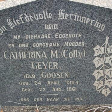GEYER Catherina M. nee GOOSEN 1904-1961