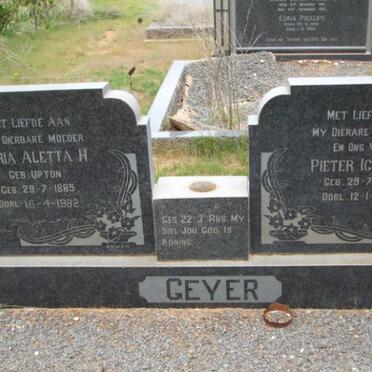 GEYER Pieter Ignatuis 1877-1964 &amp; Maria Aletta H. UPTON 1885-1982