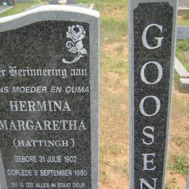 GOOSEN Hermina Margaretha nee HATTINGH 1902-1980