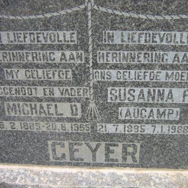 GEYER Michael D. 1889-1955 &amp; Susanna F. AUCAMP 1895-1988