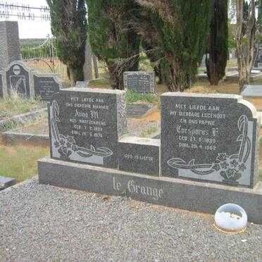 GRANGE Carsparus F., le 1895-1962 &amp; Anna M. HARTZENBERG 1899-1970