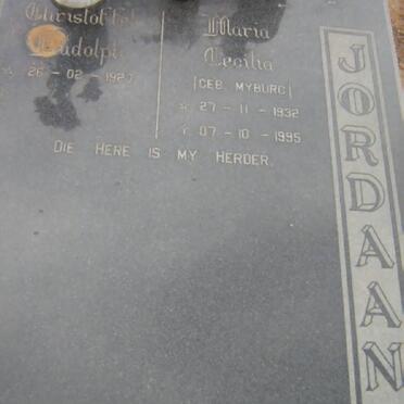 JORDAAN Chrisoffel Rudolph 1927- &amp; Maria Cecilia MYBURG 1932-1995