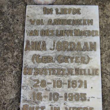 JORDAAN Anna nee GEYER 1871-1905 :: JORDAAN Nellie
