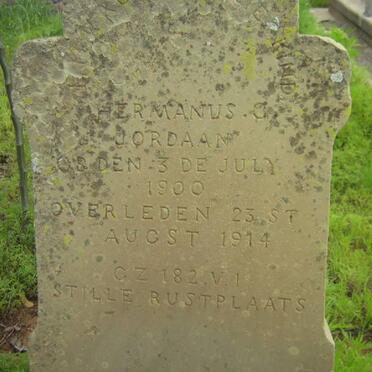 JORDAAN Hermanus C. 1900-1914