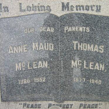 McLEAN Thomas 1877-1940 &amp; Annie Maud 1880-1952