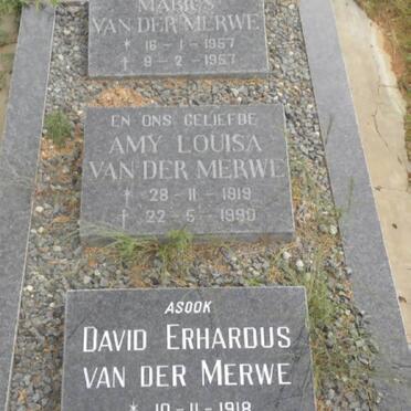 MERWE David Erhardus, van der 1918-1992 &amp; Amy Louisa 1919-1990 :: VAN DER MERWE Marius 1957-1957