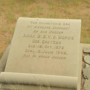 MERWE Anna S.S., v.d. nee COETZER 1879-1942