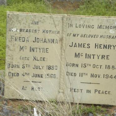 McINTYRE James Henry 1884-1944 &amp; Freda Johanna KLEE 1890-1968