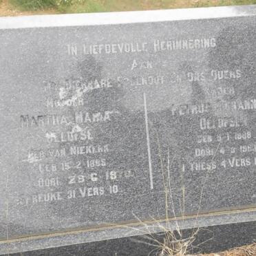 OELOFSE Petrus ?Johannes 1888-195? &amp; Martha Maria VAN NIEKERK 1889-1970