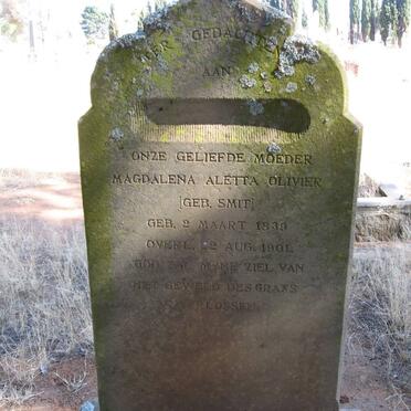 OLIVIER Magdalena Aletta nee SMIT 1839-1901