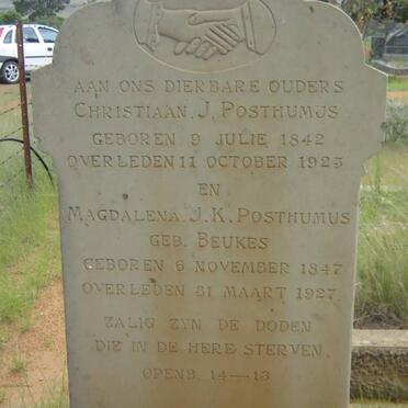 POSTHUMUS Christiaan J. 1842-1925 &amp; Magdalena J.K. BEUKES 1847-1927