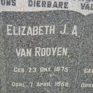 ROOYEN Johannes H., van 1869-1932 &amp; Elizabeth J.A. 1875-1958