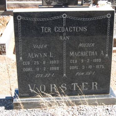 VORSTER Alwyn L. 1883-1968 &amp; Magrietha A. 1889-1975