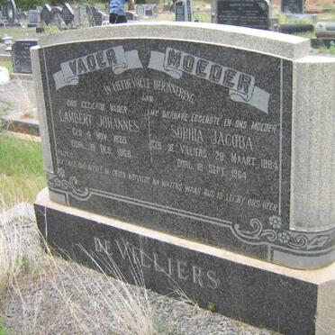 VILLIERS Lambert Johannes, de 1885-1968 &amp; Sophia Jacoba DE VILLIERS 1884-1964