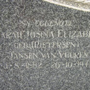 VUUREN Sarah Josina Elizabeth, Janse van nee PIETERSEN 1882-1947 