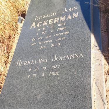 ACKERMAN Edward John 1922-1988 &amp; Herkelina Johanna 1927-2002