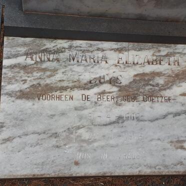 BEER Johannes Lodevicus, de 1897-1930 :: BUYS Anna Maria Elizabeth voorheen DE BEER nee COETZEE 1902-1986