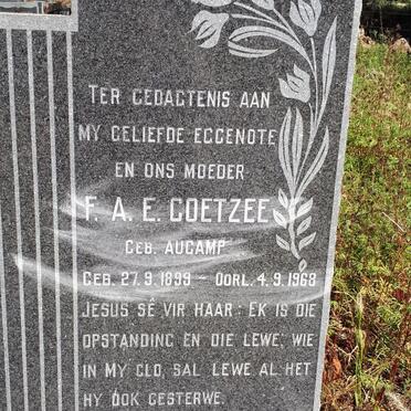 COETZEE F.A.E. nee AUCAMP 1899-1968