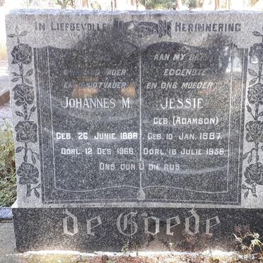 GOEDE Johannes M., de 1886-1966 &amp; Jessie ADAMSON 1887-1956